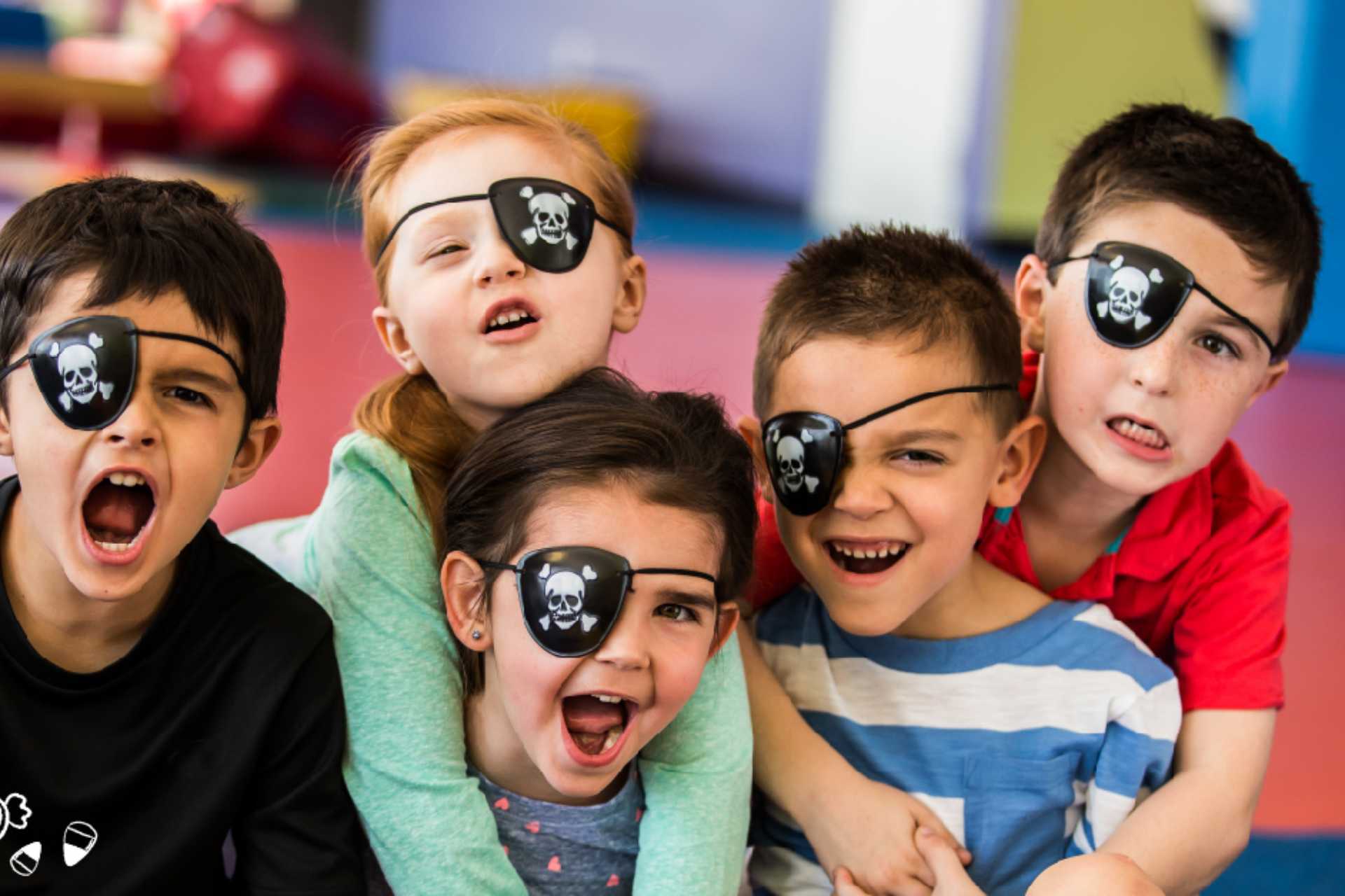 kids dressed in pirate patches for halloween