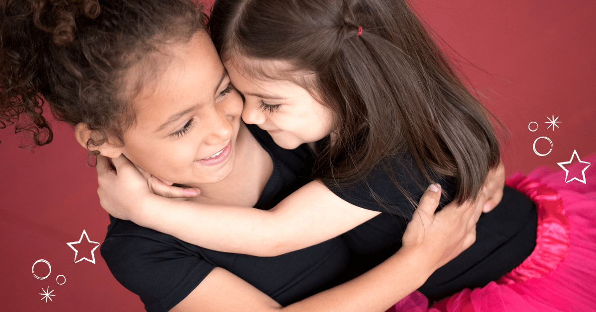 two sisters hugging