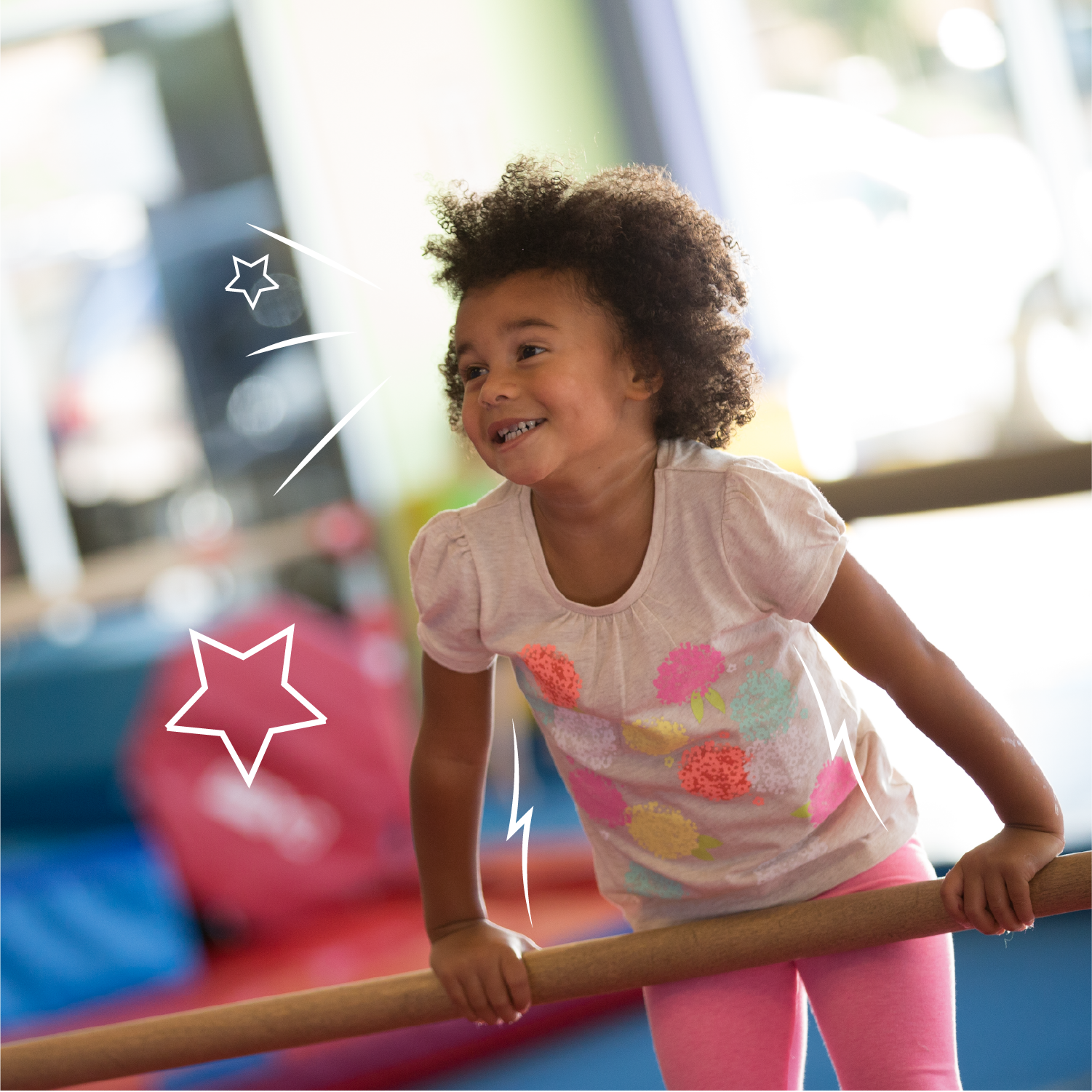 young girl on gymnast bar